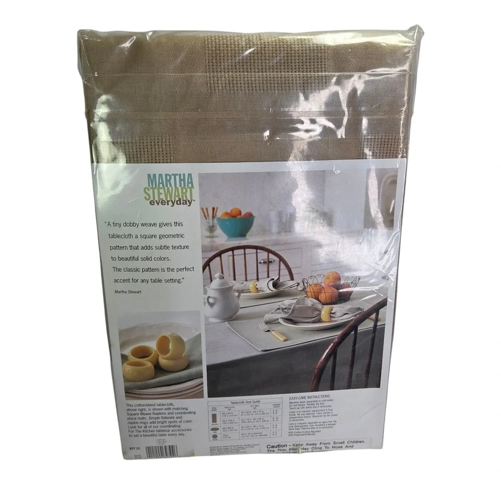 Martha Stewart Tablecloth Taupe 60 x 102 Oblong Woven Fabric Neutral Decor New